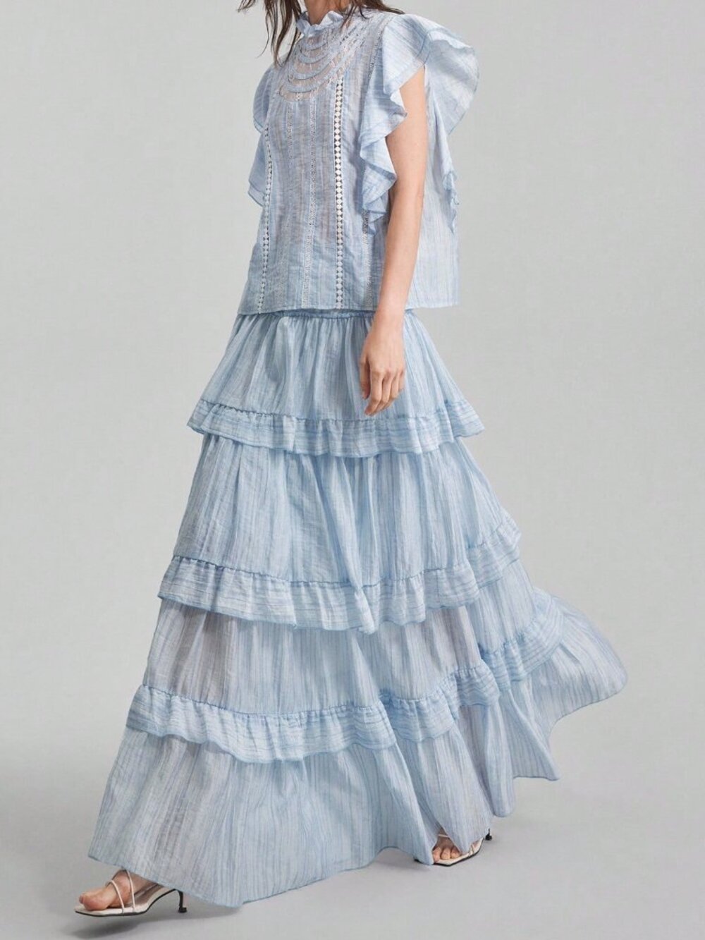 Blue Casual Women's Loose A-Line Midi Skirt